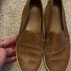 Frye Tan Leather Slip-On Loafers